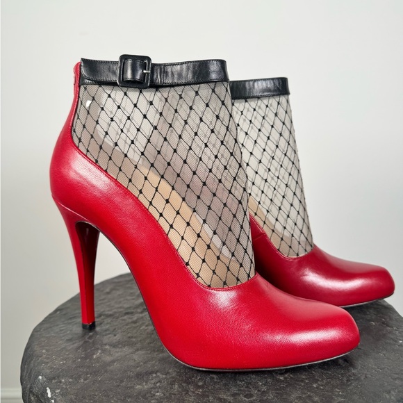 Christian Louboutin Resillisma NWT 100 KID/Resille Brode Red and Black Mesh Herl - Picture 3 of 9